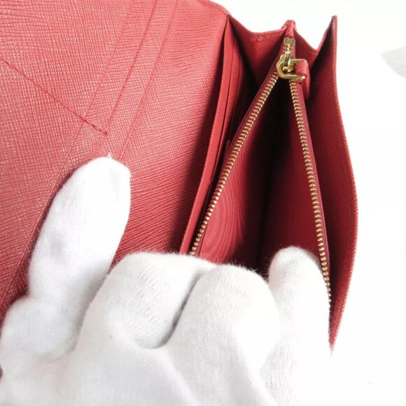 Auth PRADA Long Wallet Red leather - Picture 7 of 10